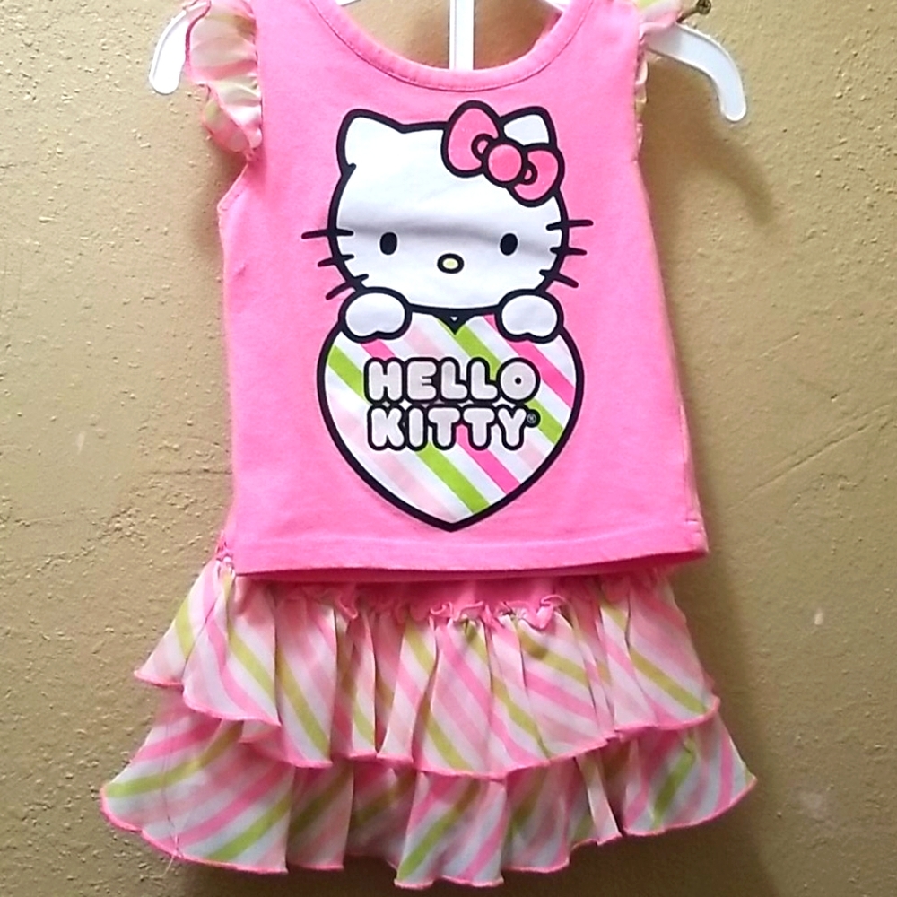 Hello Kitty Shirt  Skirt Baby Girl Pink 12 Month